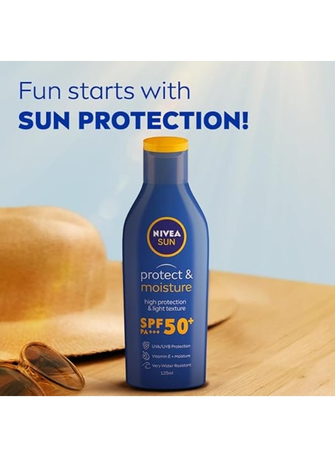 NIVEA Sun Protect And Normal Moisture 125Ml Spf 50 Advanced Sunscreen For Instant Protection| Pa+++ Uva - Uvb Protection System| Vitamin E + Moisture| Very Water Resistant| For Men & Women - Image 3